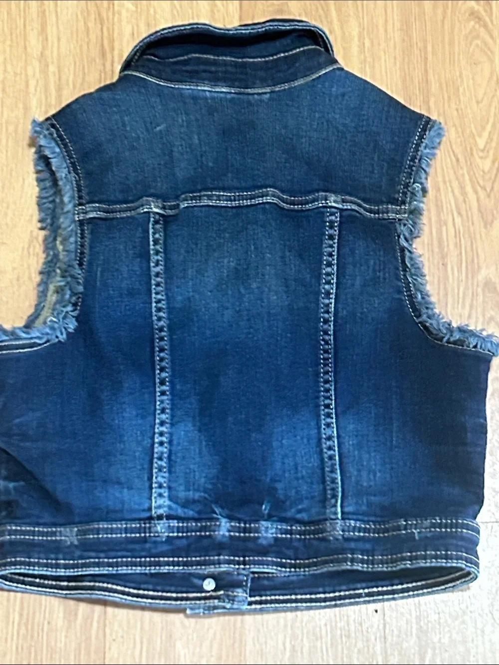 Girls' Dark Blue Denim Vest - Sleeveless Jeans Jacket Size Medium